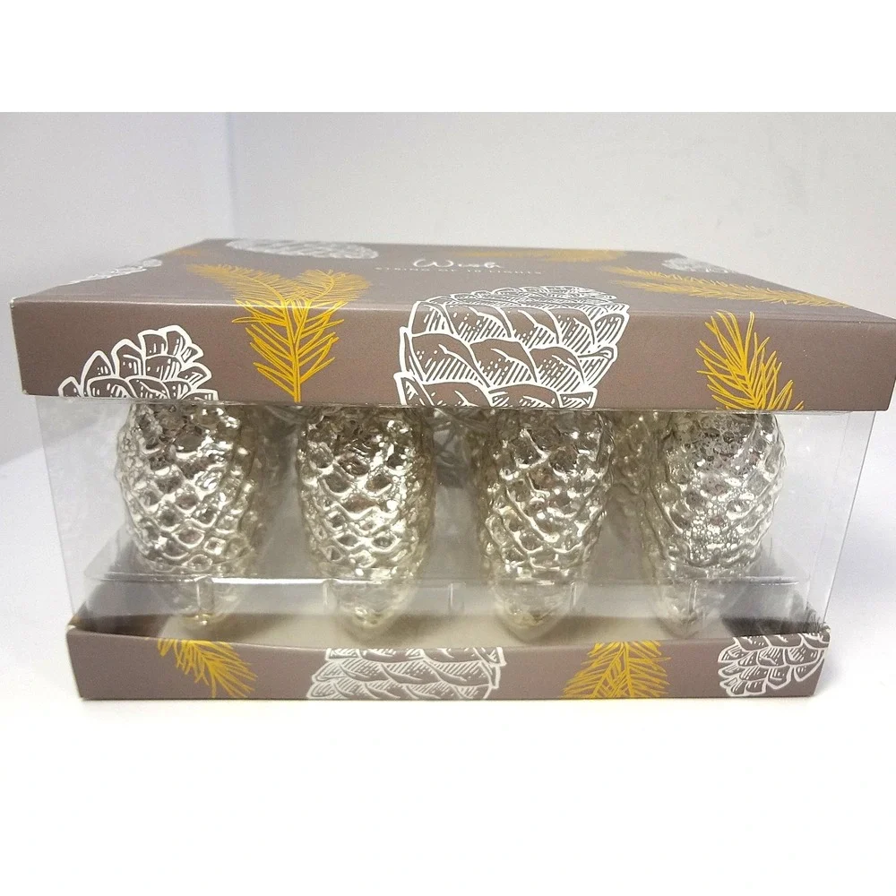 NWT Lot of 4 Boxes of 10-Pine Cone Silver‎ String Lights Battery Operated